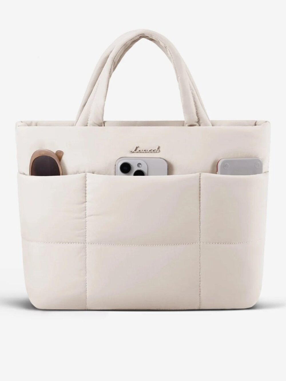 Lovevook ivory puffer tote lightweight, water resistant multiple pockets